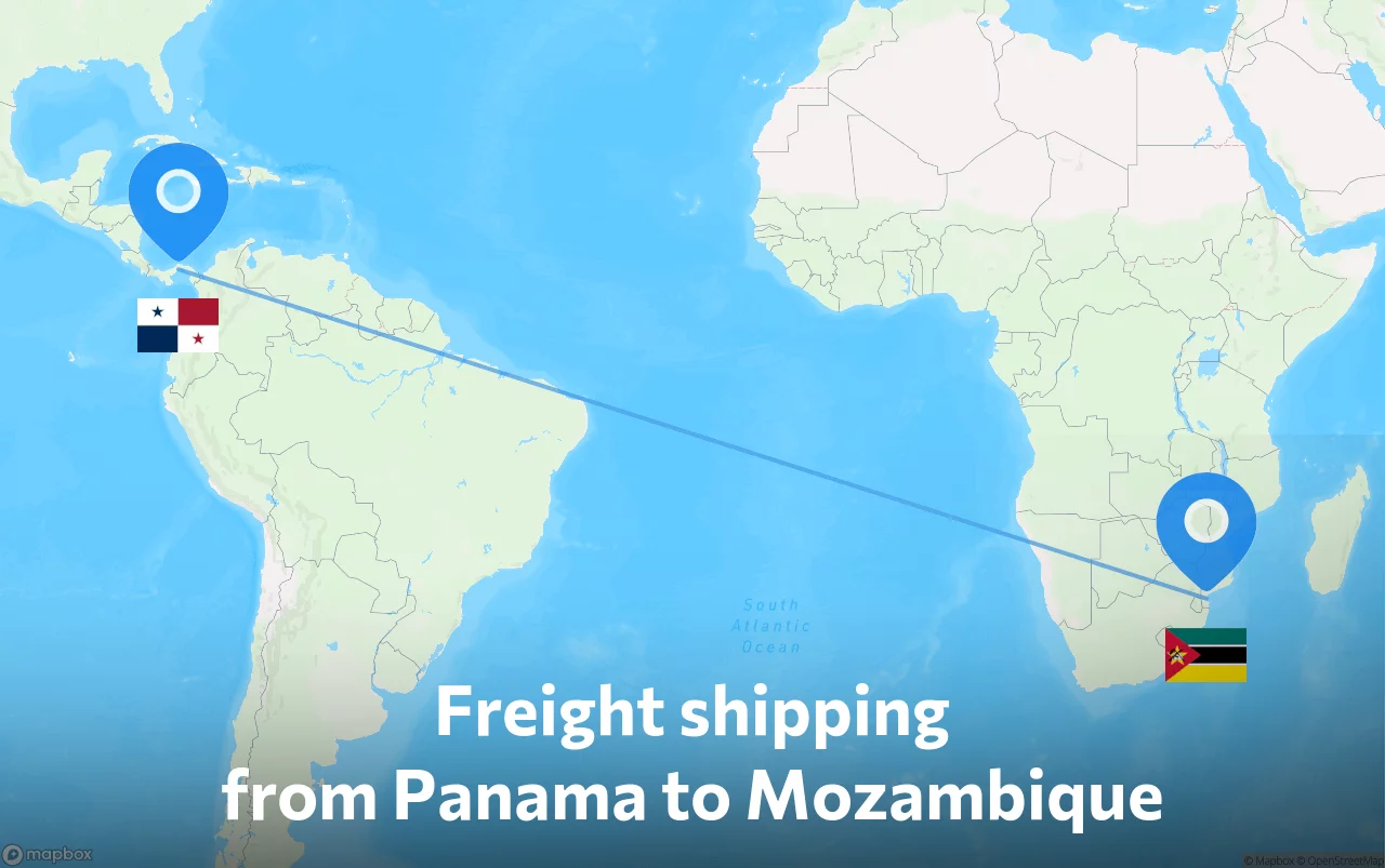 Shipping route from Panama to Mozambique