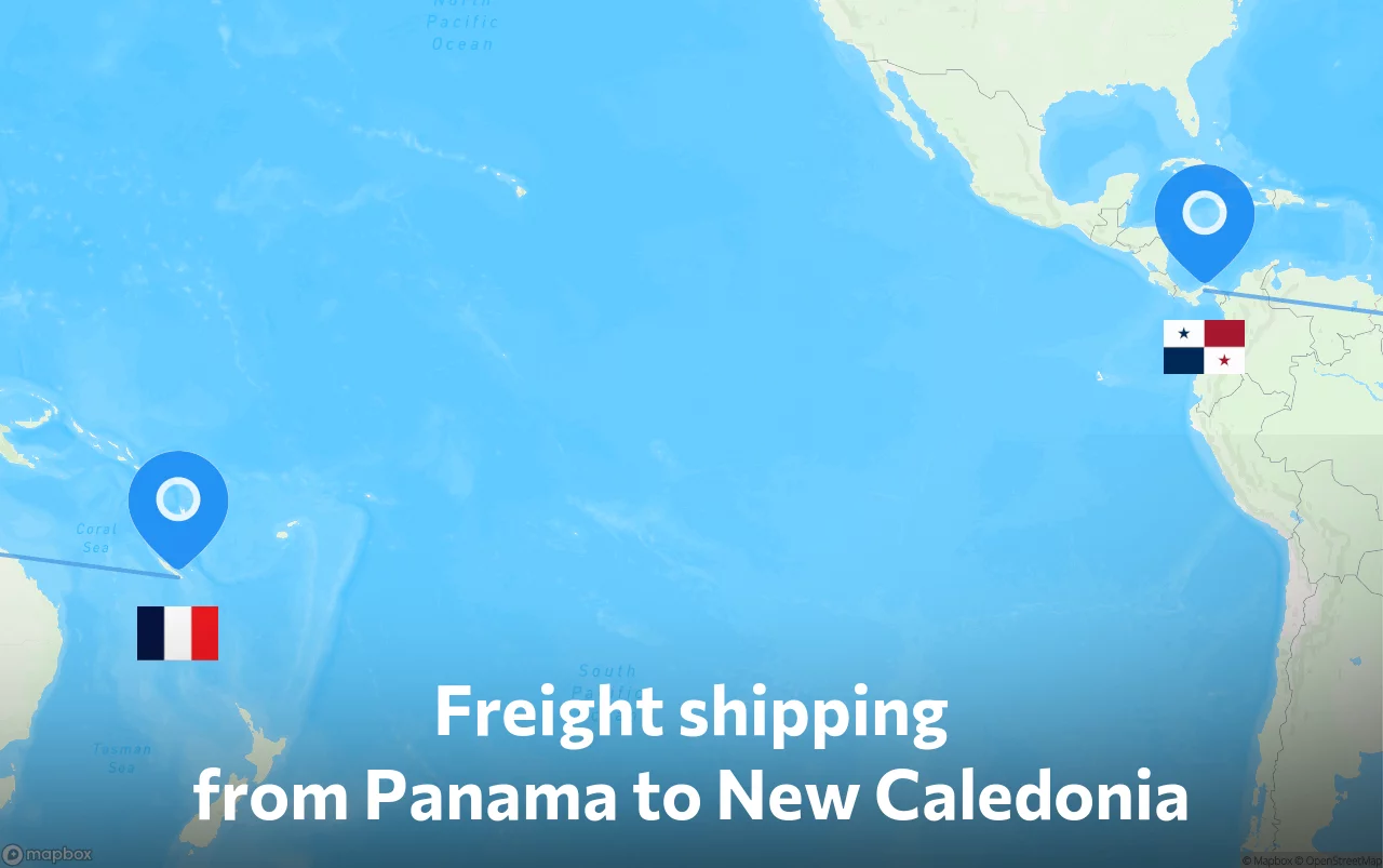 Shipping route from Panama to New Caledonia