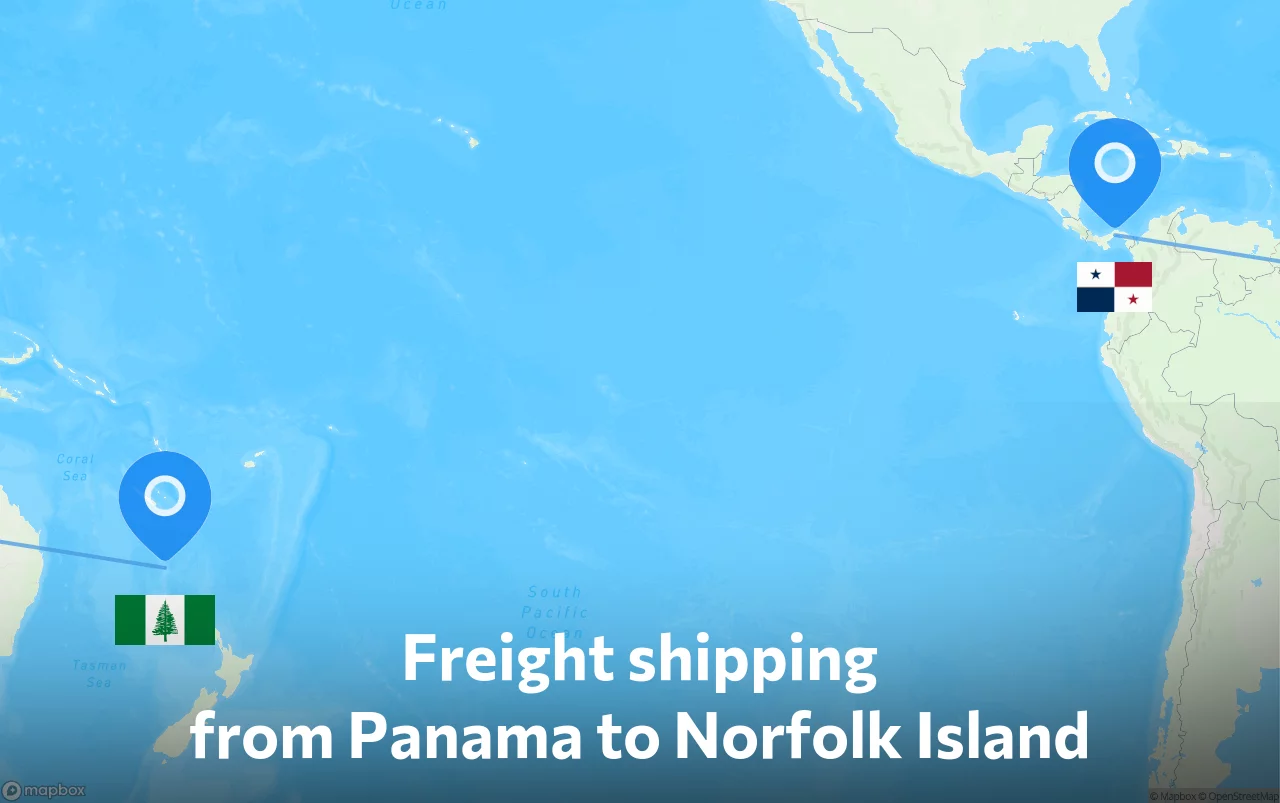 Shipping route from Panama to Norfolk Island