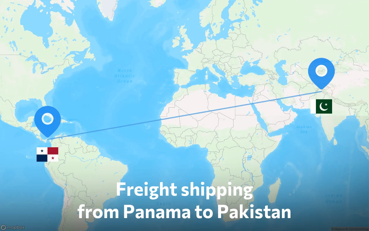 Shipping route from Panama to Pakistan