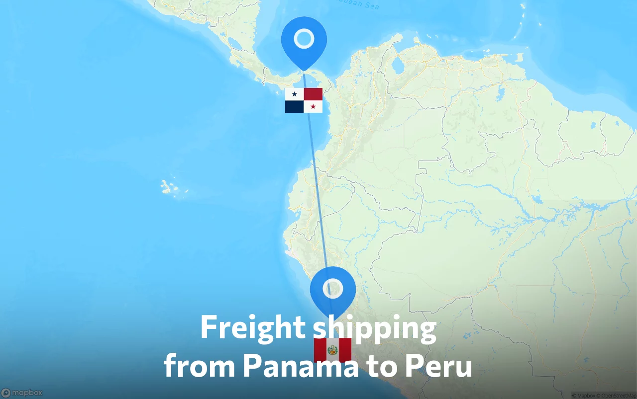 Shipping route from Panama to Peru