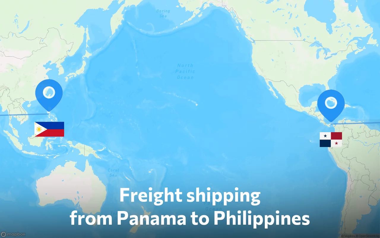 Shipping route from Panama to Philippines