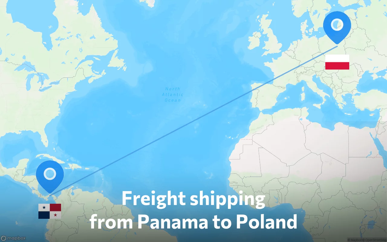 Shipping route from Panama to Poland