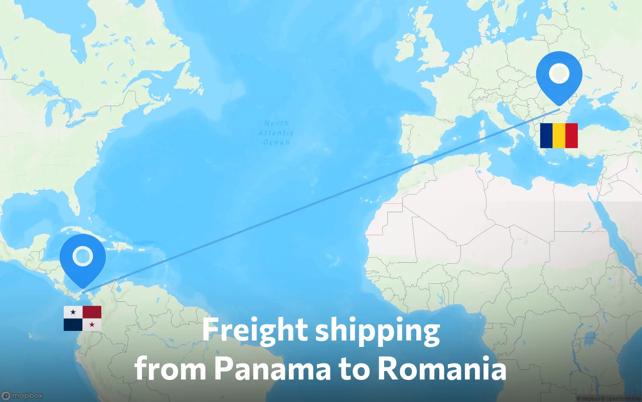 Shipping route from Panama to Romania