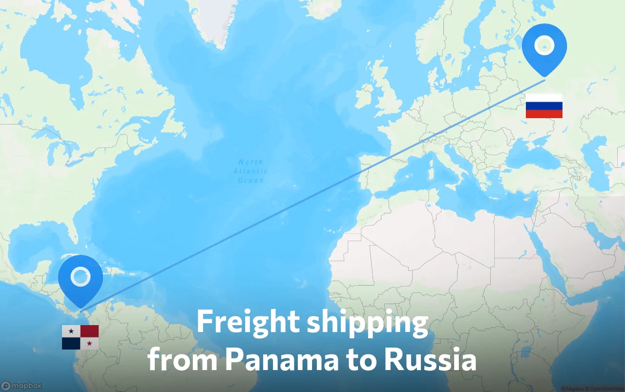 Shipping route from Panama to Russia