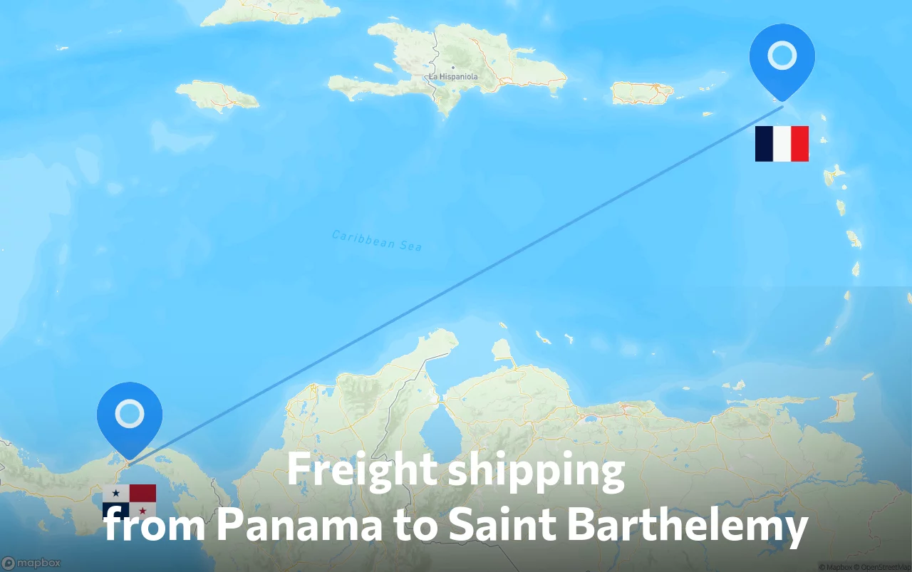 Shipping route from Panama to Saint Barthelemy