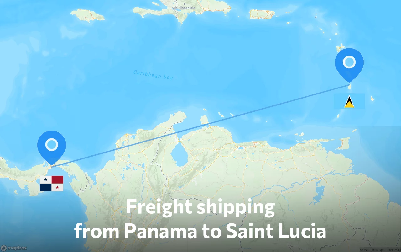 Shipping route from Panama to Saint Lucia
