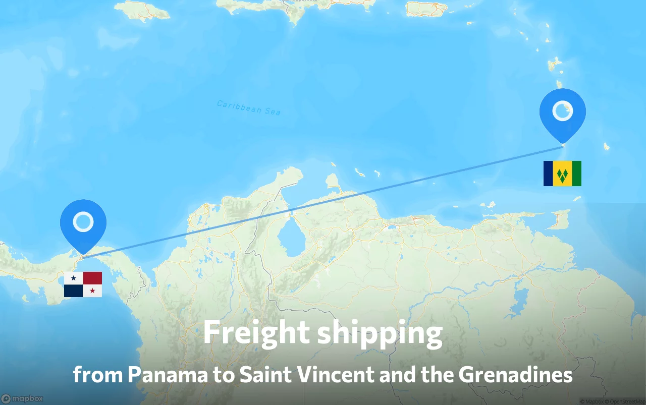 Shipping route from Panama to Saint Vincent and the Grenadines