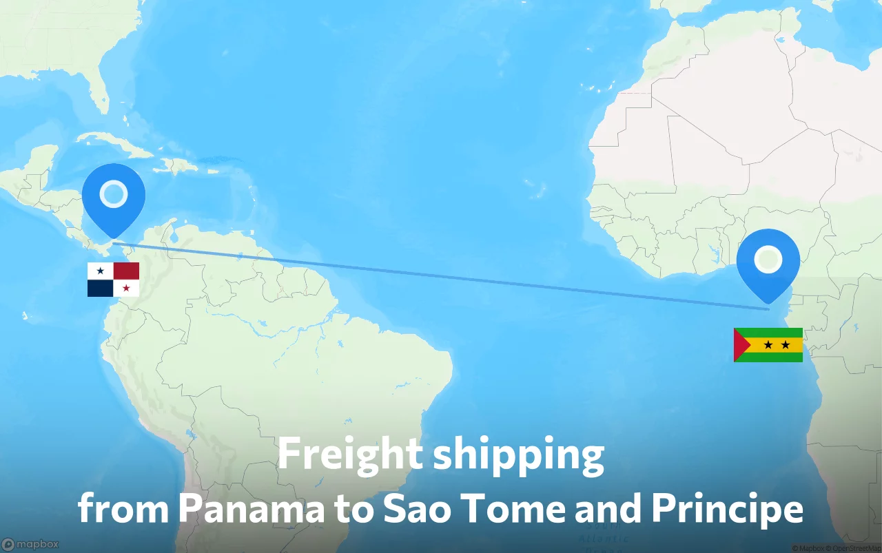 Shipping route from Panama to Sao Tome and Principe