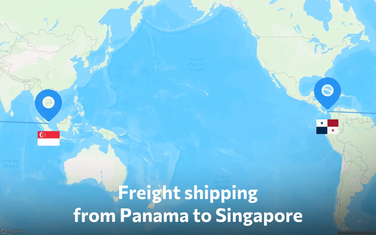 Shipping route from Panama to Singapore