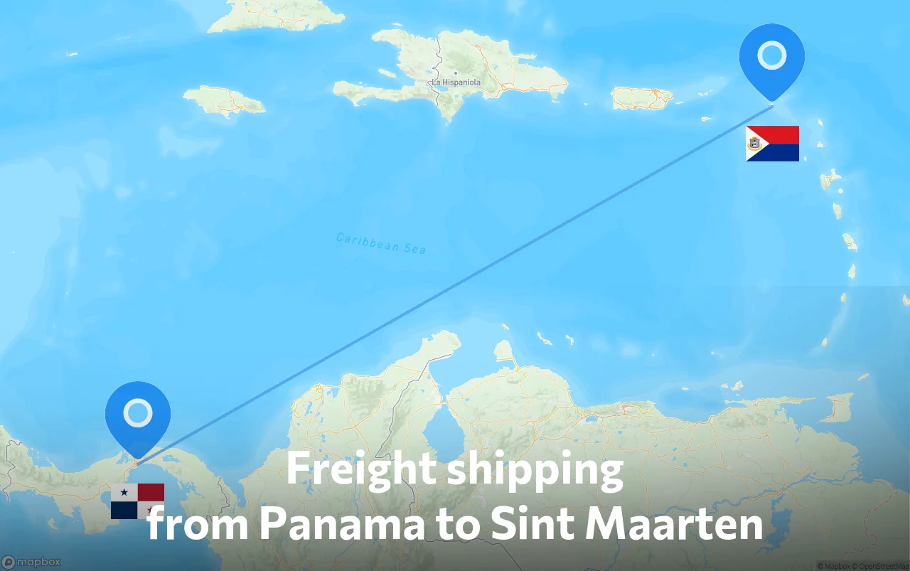 Shipping route from Panama to Sint Maarten