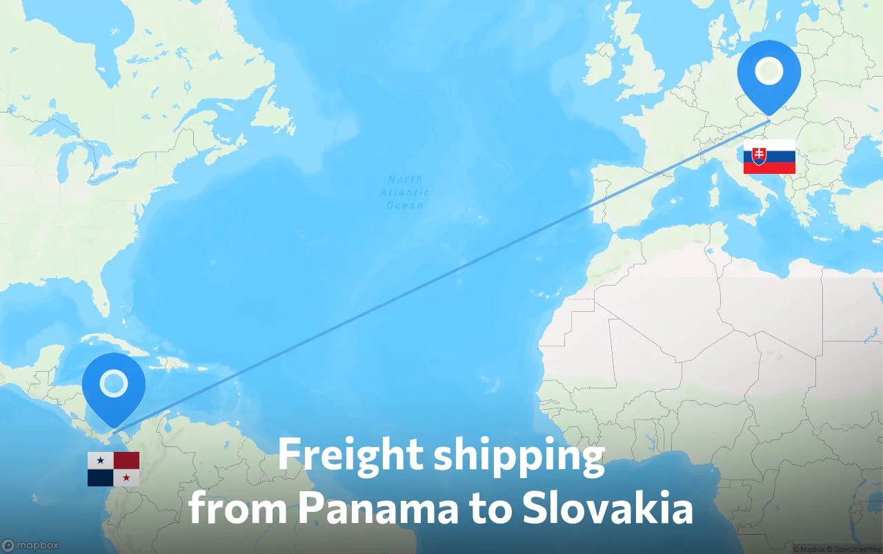 Shipping route from Panama to Slovakia