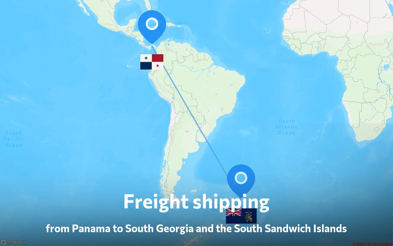 Shipping route from Panama to South Georgia and the South Sandwich Islands