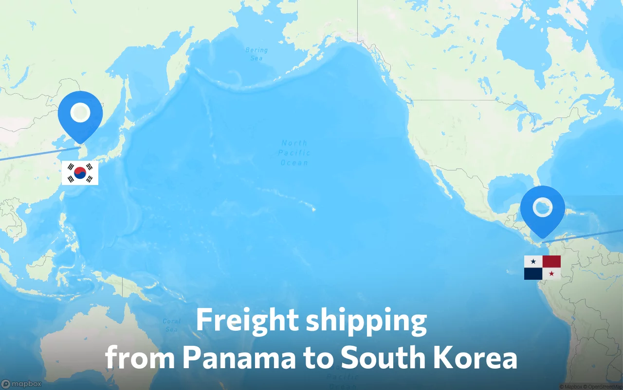 Shipping route from Panama to South Korea
