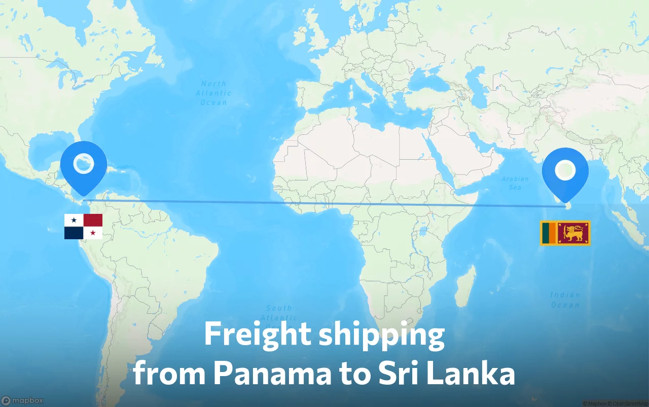 Shipping route from Panama to Sri Lanka