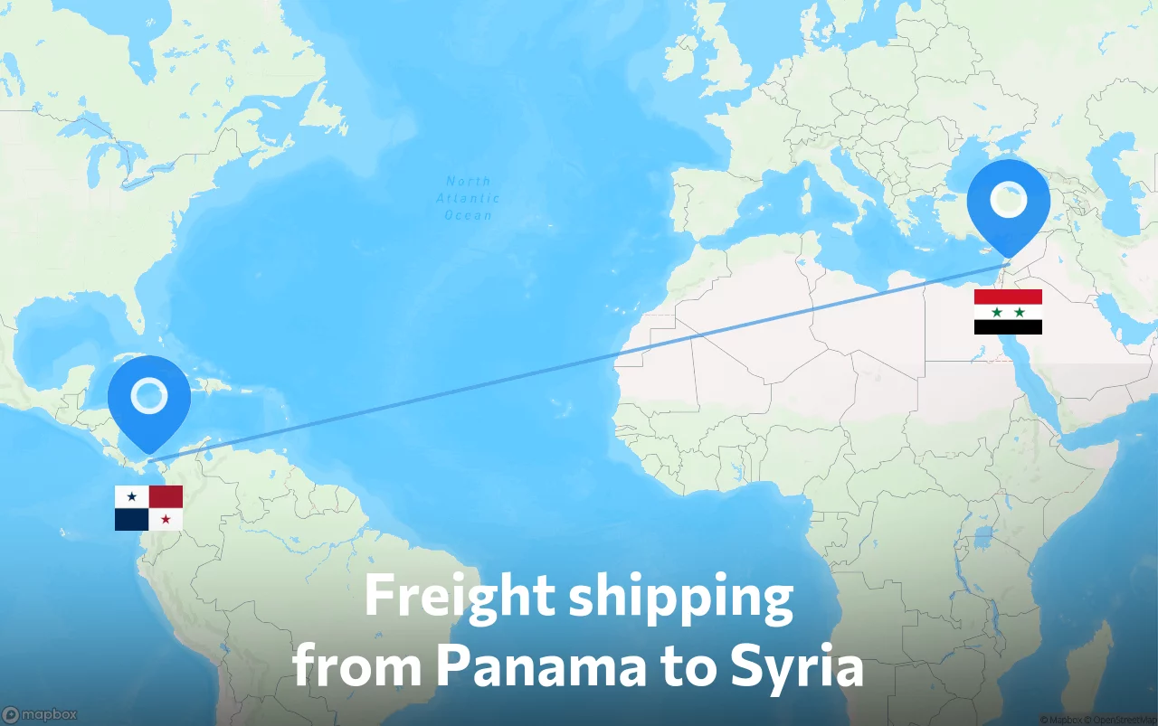 Shipping route from Panama to Syria
