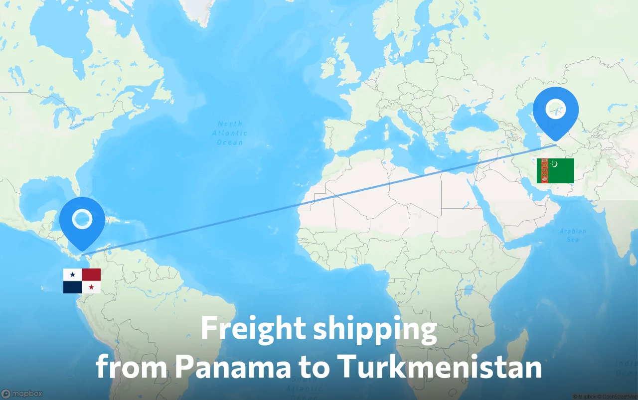 Shipping route from Panama to Turkmenistan