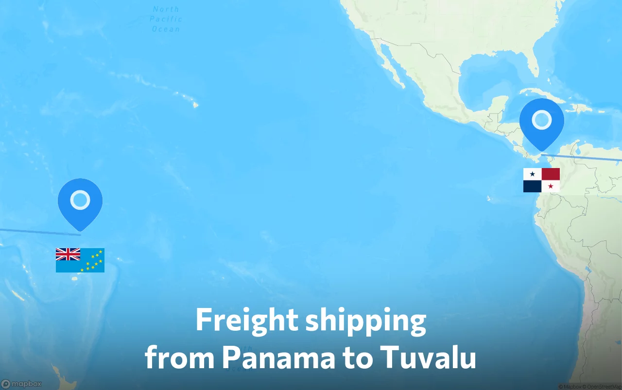 Shipping route from Panama to Tuvalu