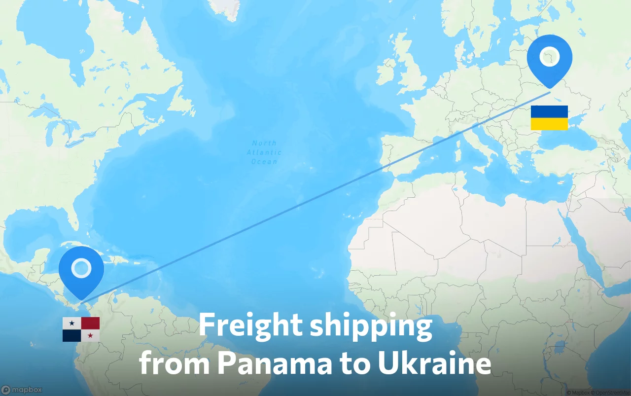 Shipping route from Panama to Ukraine