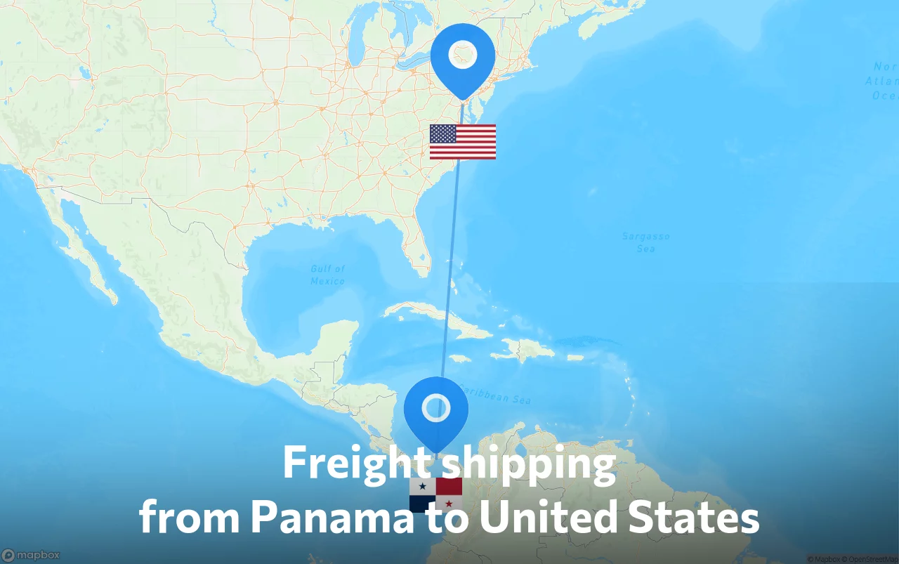 Shipping route from Panama to United States