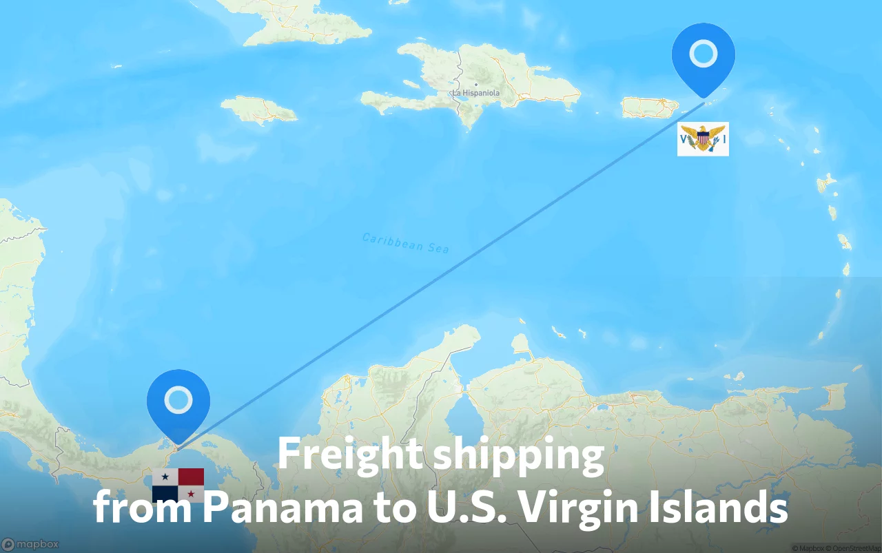 Shipping route from Panama to U.S. Virgin Islands