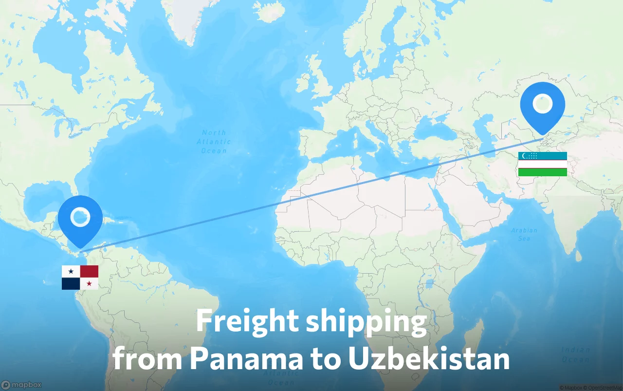 Shipping route from Panama to Uzbekistan