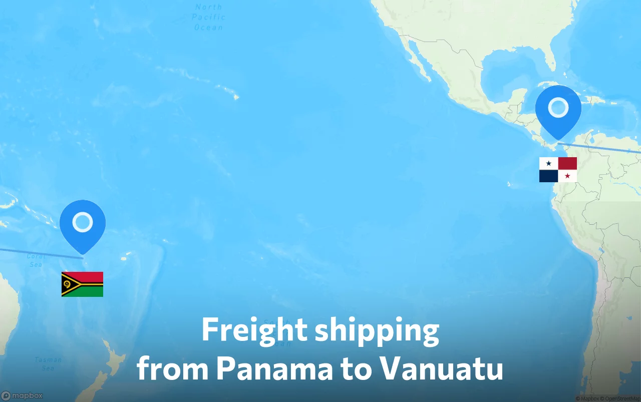 Shipping route from Panama to Vanuatu