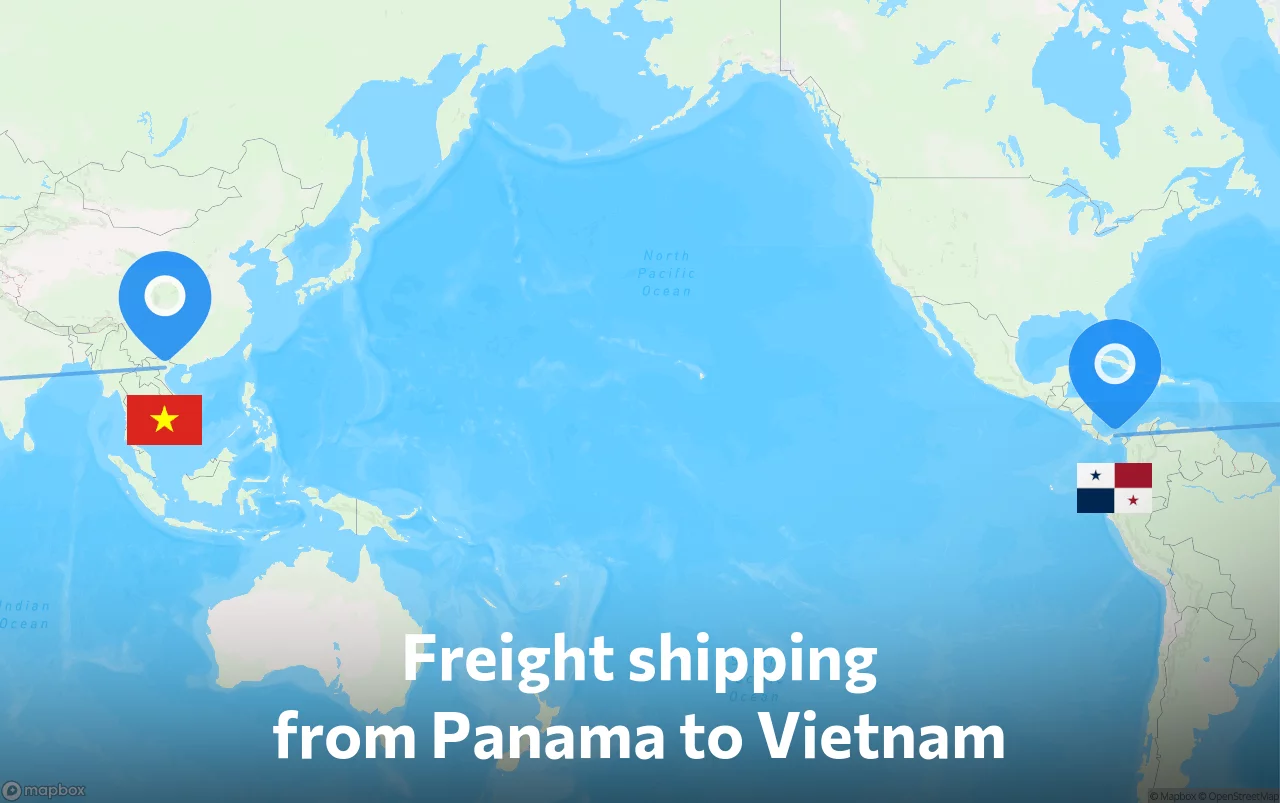 Shipping route from Panama to Vietnam