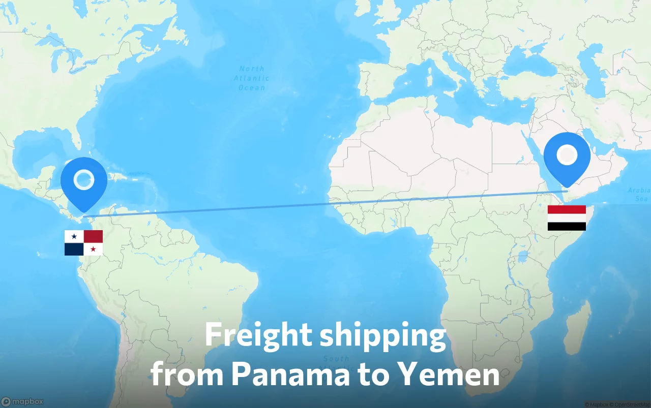 Shipping route from Panama to Yemen