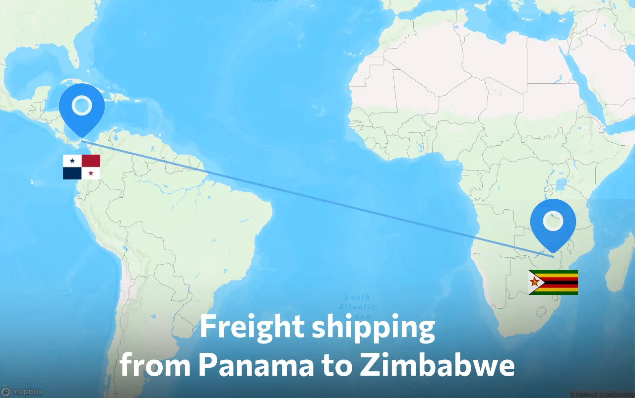 Shipping route from Panama to Zimbabwe