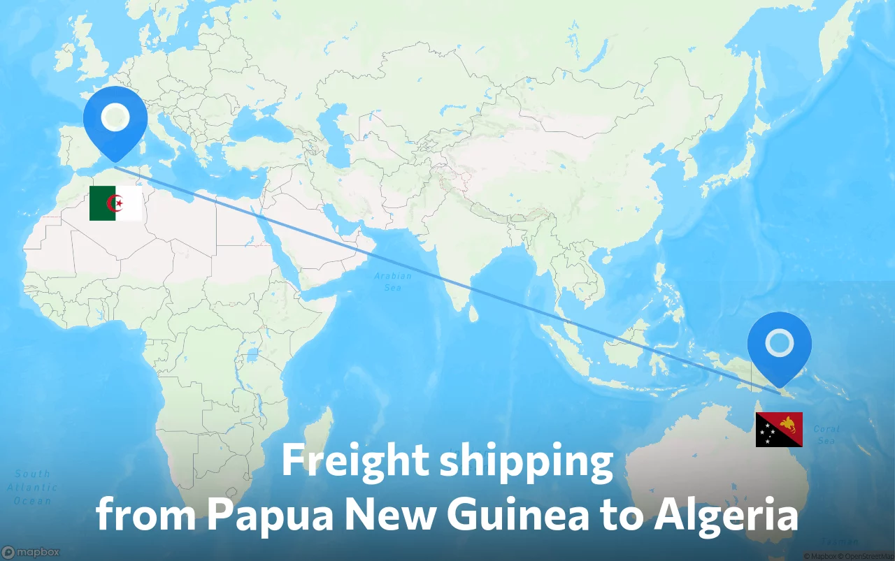 Shipping route from Papua New Guinea to Algeria