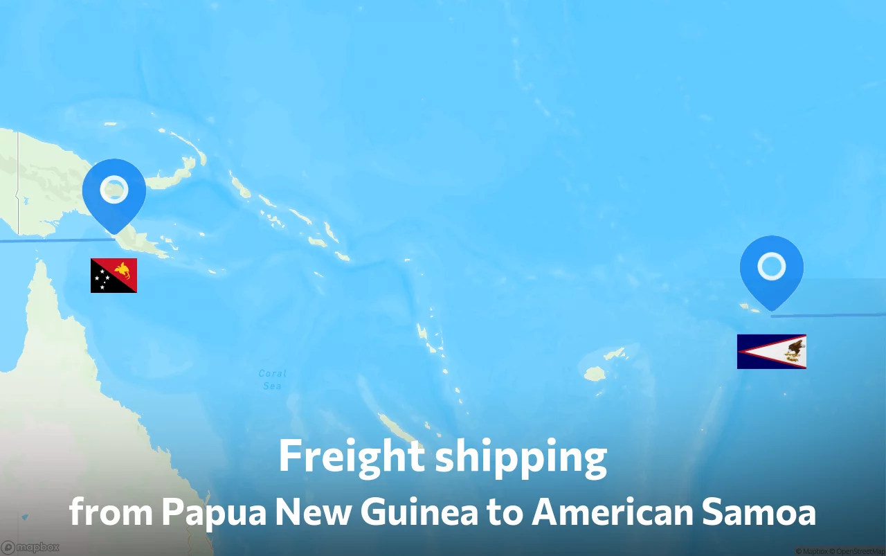 Shipping route from Papua New Guinea to American Samoa