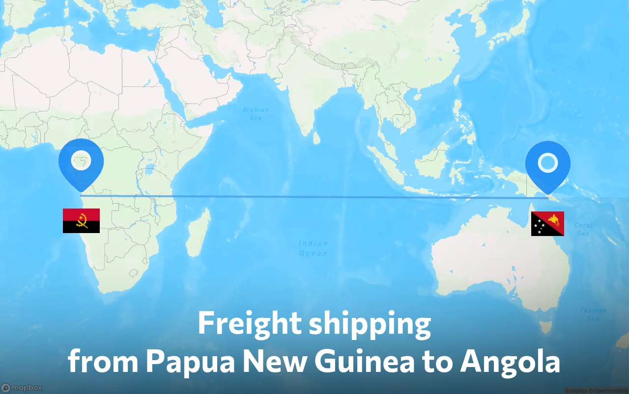 Shipping route from Papua New Guinea to Angola