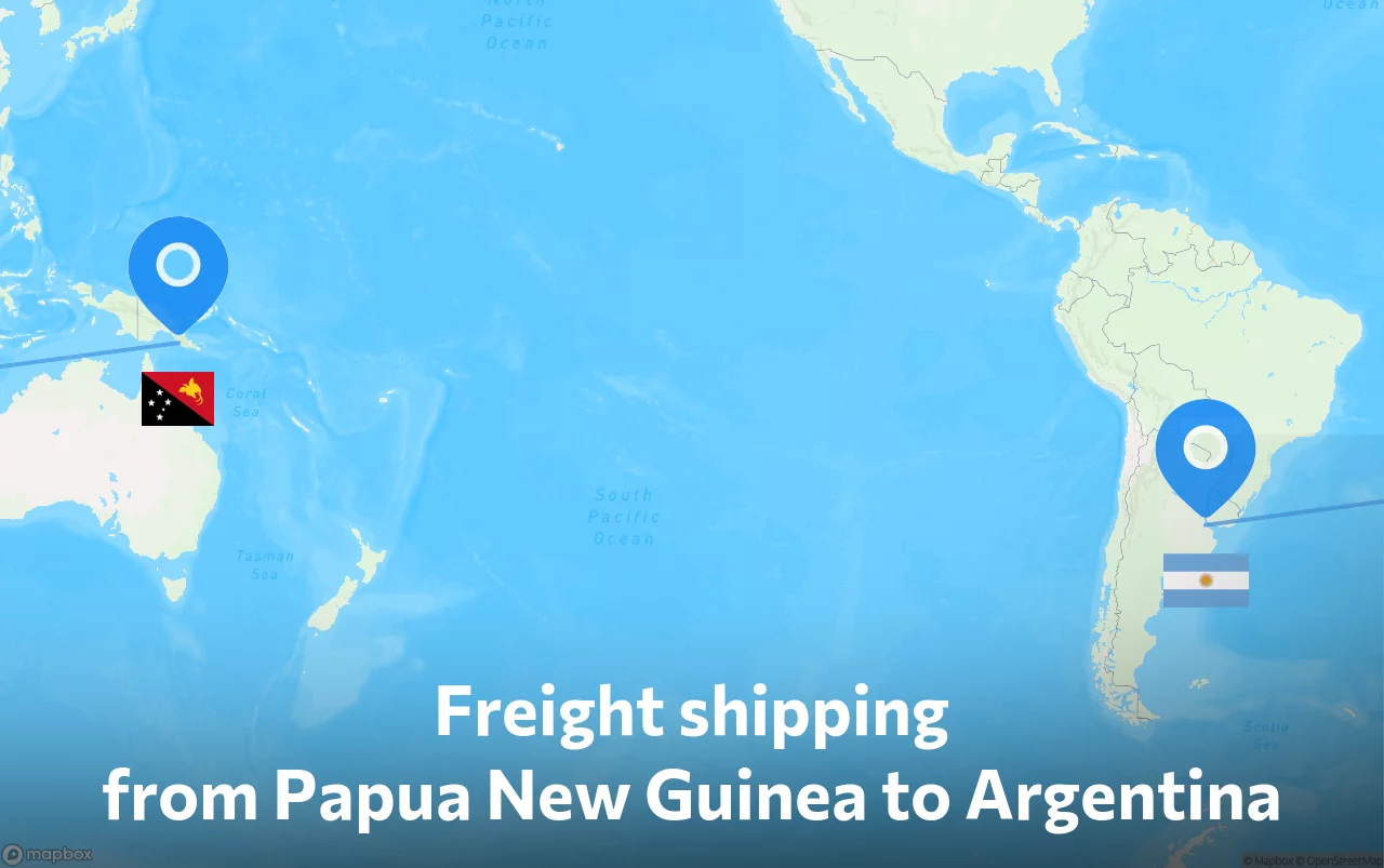 Shipping route from Papua New Guinea to Argentina