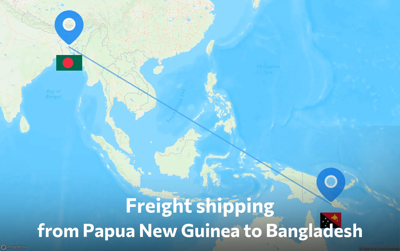Shipping route from Papua New Guinea to Bangladesh