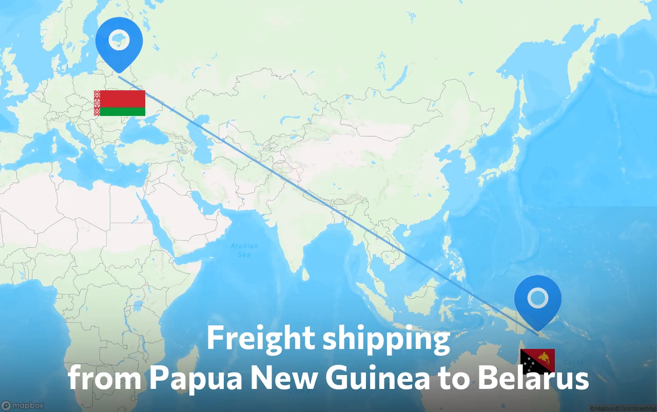 Shipping route from Papua New Guinea to Belarus