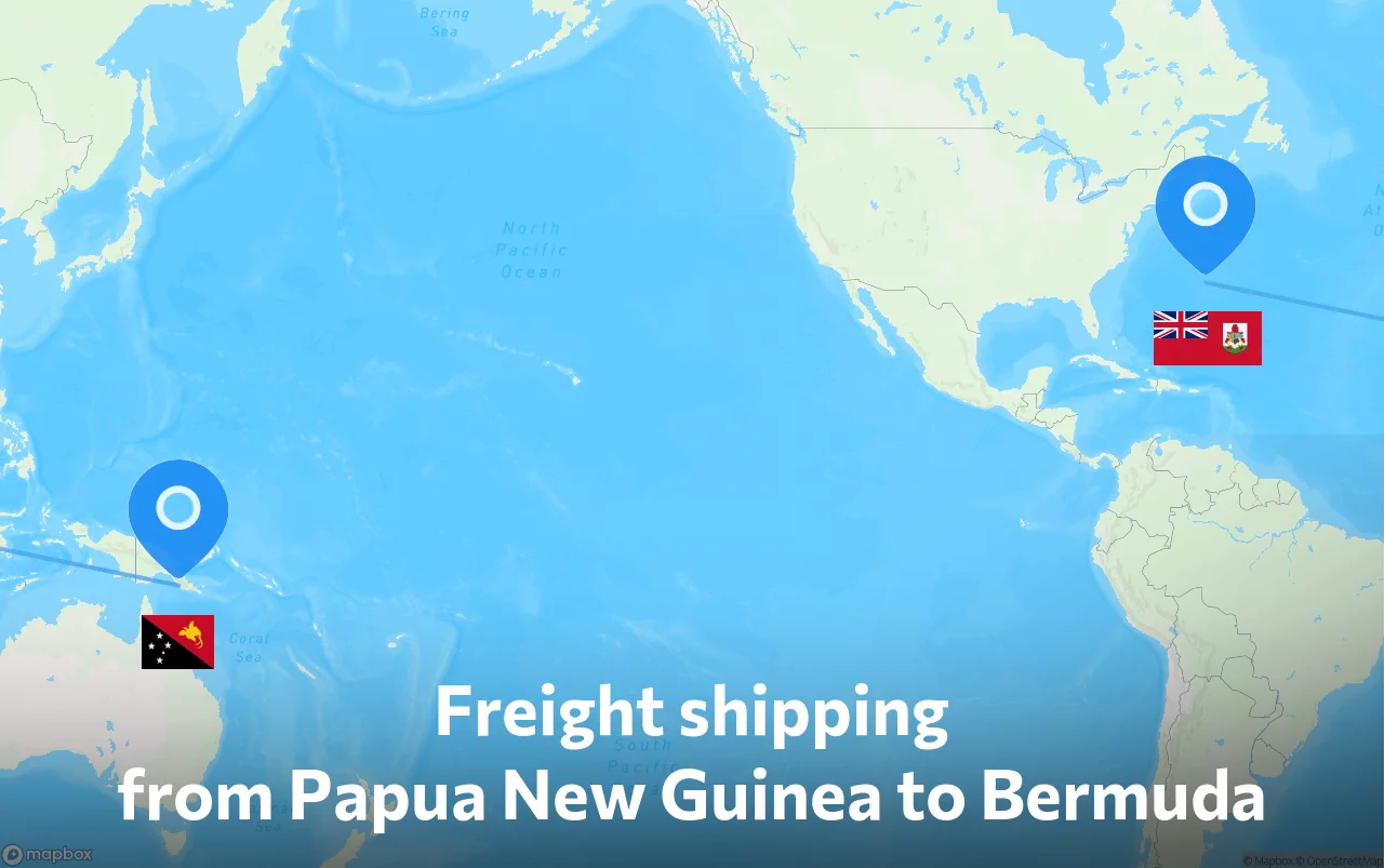 Shipping route from Papua New Guinea to Bermuda