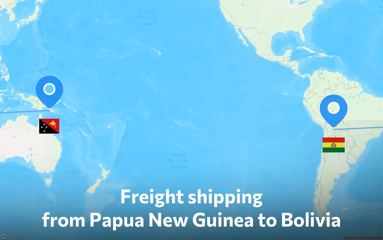 Shipping route from Papua New Guinea to Bolivia