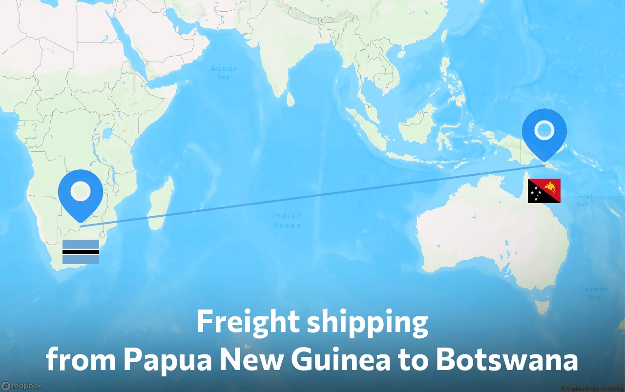 Shipping route from Papua New Guinea to Botswana