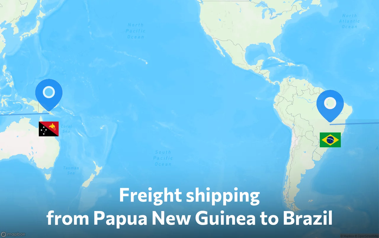 Shipping route from Papua New Guinea to Brazil