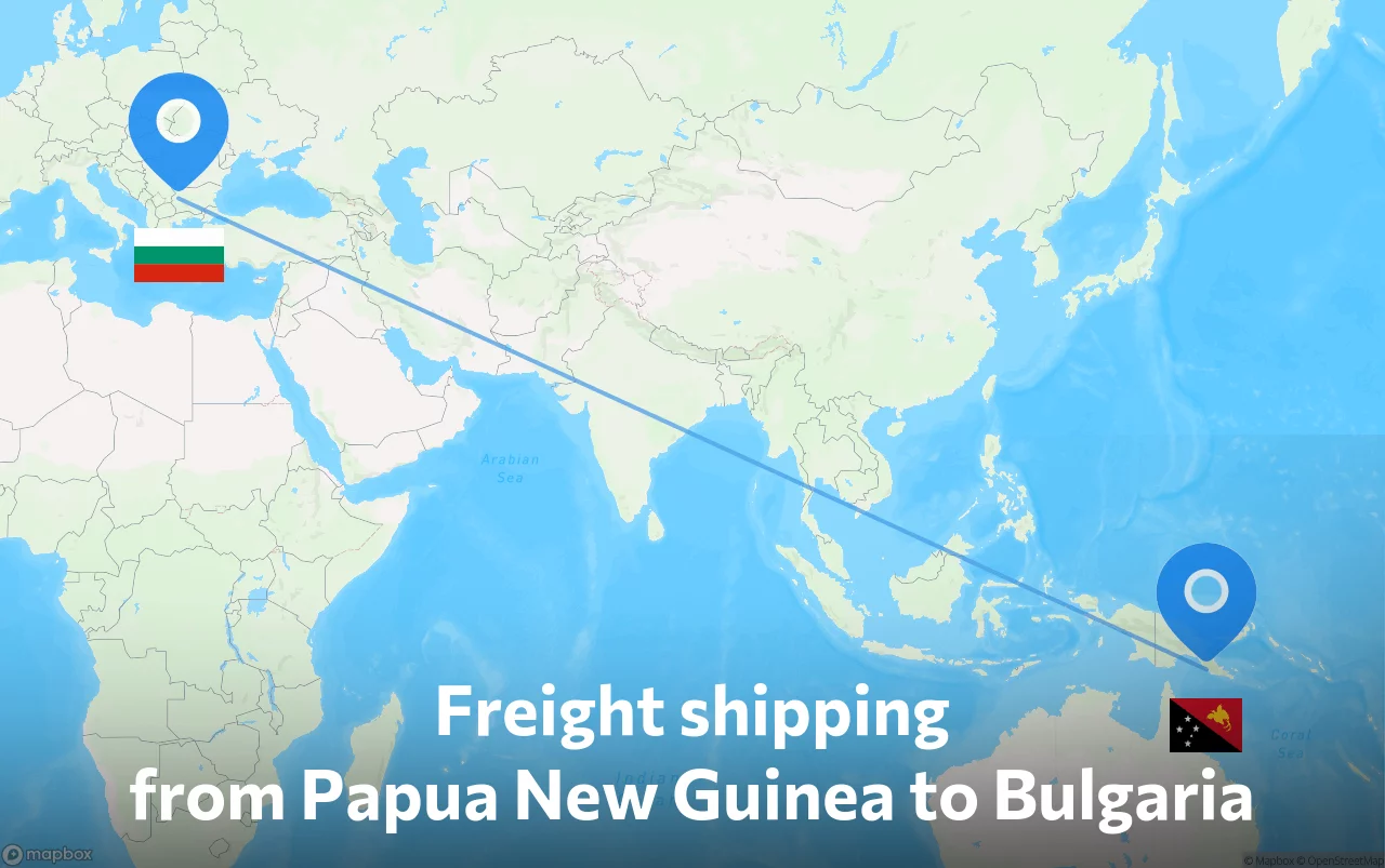 Shipping route from Papua New Guinea to Bulgaria