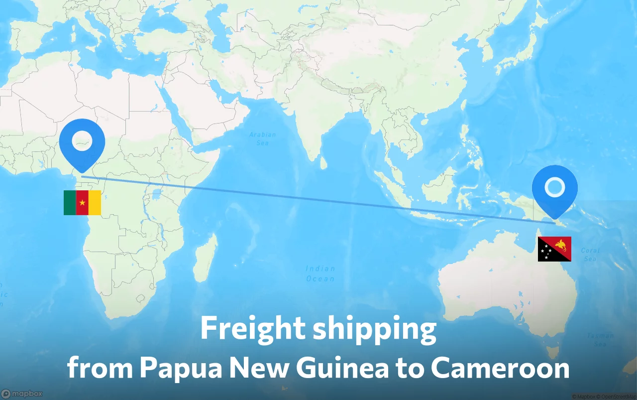 Shipping route from Papua New Guinea to Cameroon