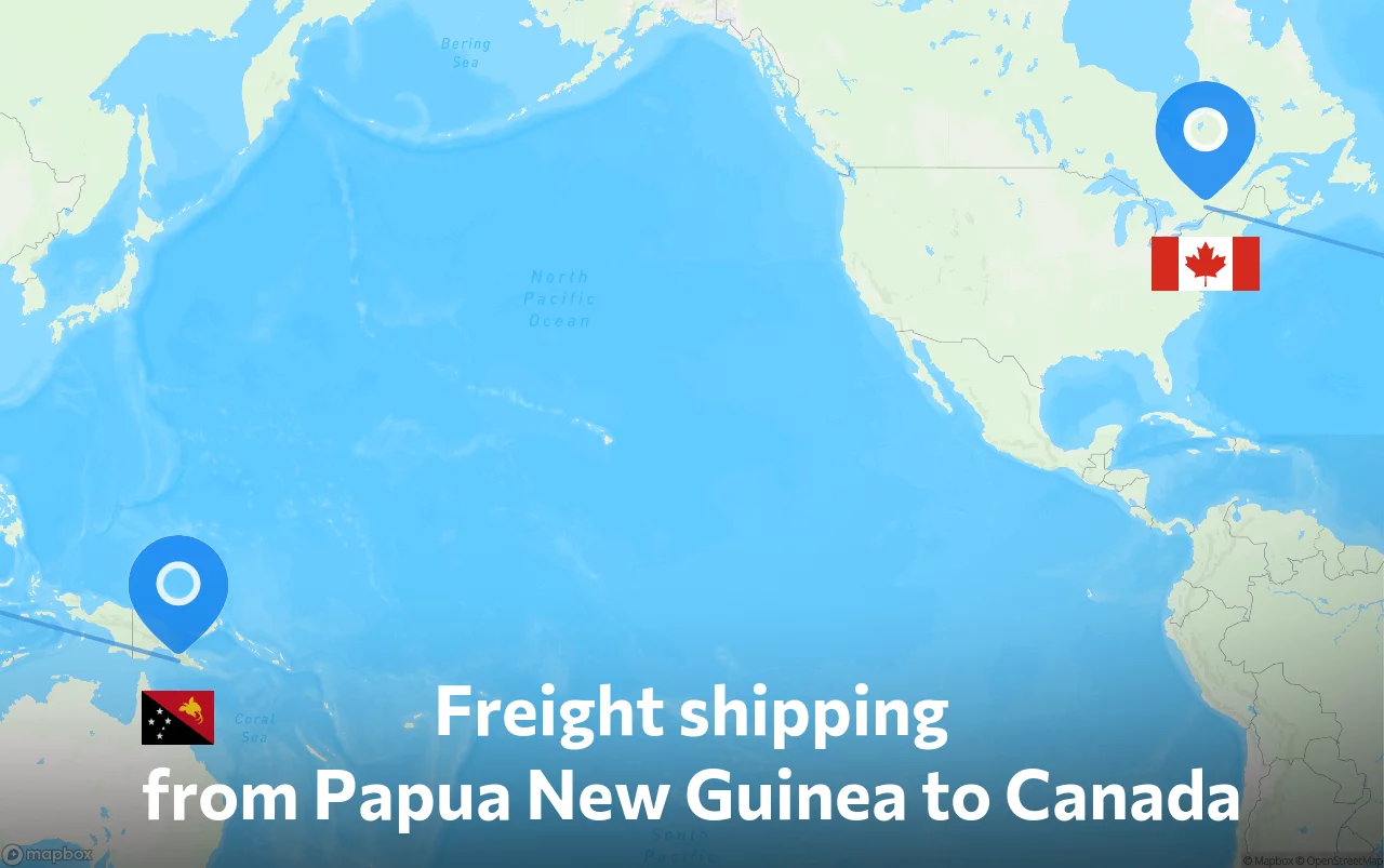 Shipping route from Papua New Guinea to Canada