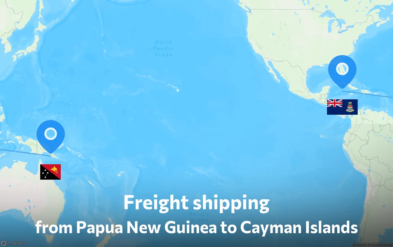 Shipping route from Papua New Guinea to Cayman Islands