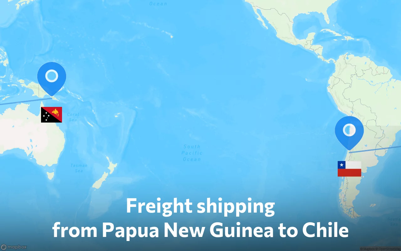 Shipping route from Papua New Guinea to Chile