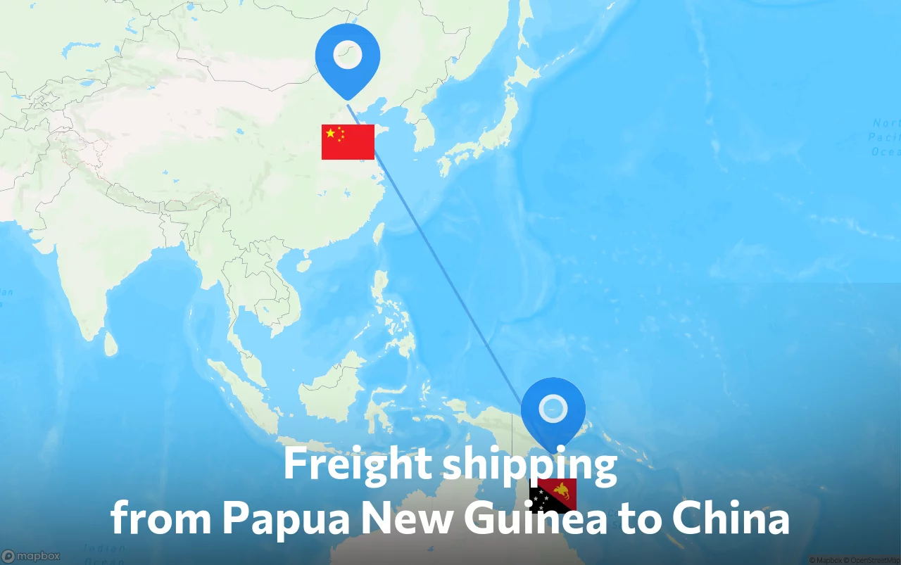 Shipping route from Papua New Guinea to China
