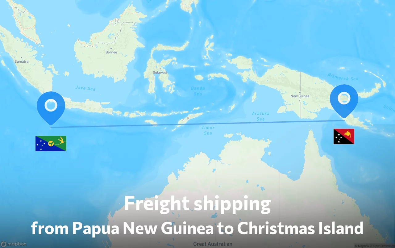Shipping route from Papua New Guinea to Christmas Island