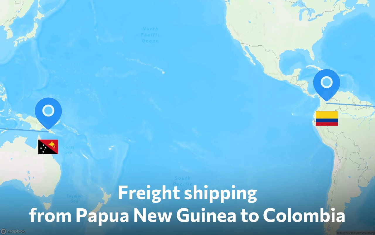 Shipping route from Papua New Guinea to Colombia