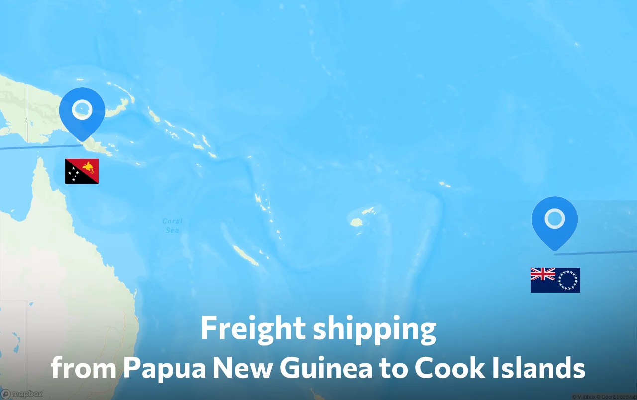 Shipping route from Papua New Guinea to Cook Islands