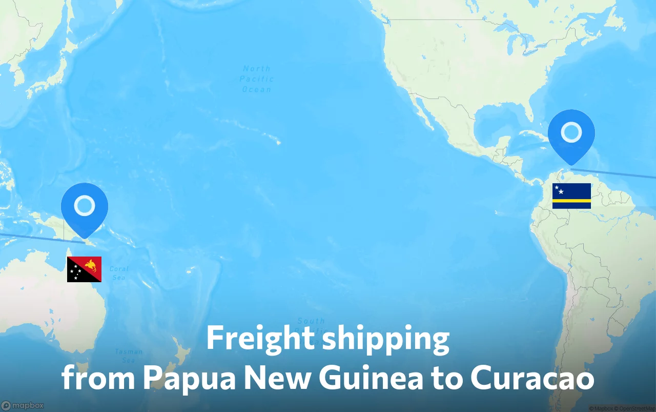 Shipping route from Papua New Guinea to Curacao